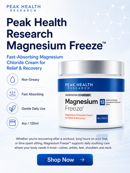 Magnesium Freeze 4oz/120ml Chloride Topical Cream - Non-Greasy Fast Absorbing for Muscle Relief, Leg Swelling Reduction & Daily Skin Care