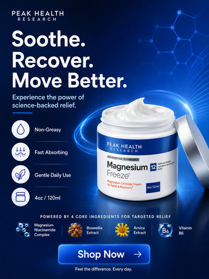 Magnesium Freeze 4oz/120ml Chloride Topical Cream - Non-Greasy Fast Absorbing for Muscle Relief, Leg Swelling Reduction & Daily Skin Care