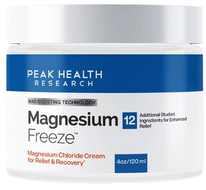 Magnesium Freeze 4oz/120ml Chloride Topical Cream - Non-Greasy Fast Absorbing for Muscle Relief, Leg Swelling Reduction & Daily Skin Care